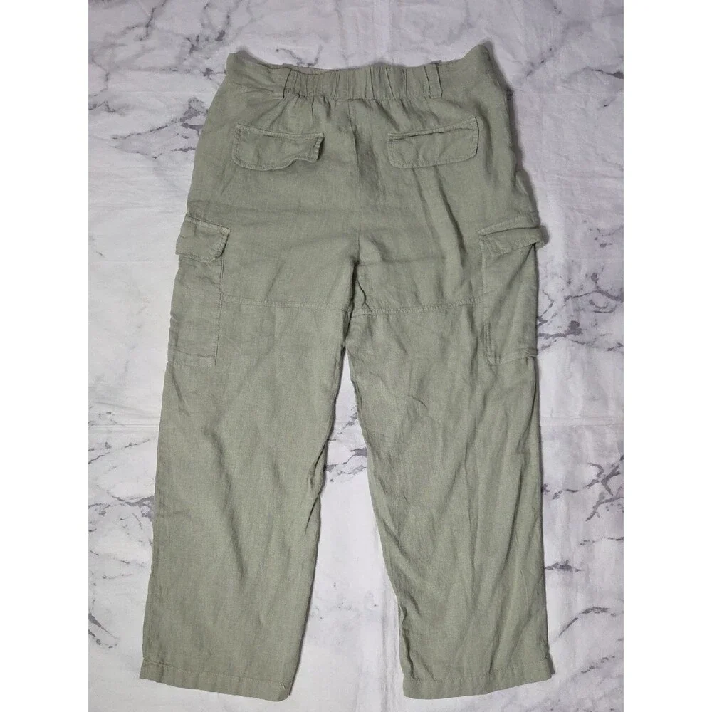 Zara Sage Green Linen Blend Cargo Pants